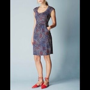 Boden women’s dress cap sleeves modal blend spring summer size 10 patriotic